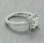 Modern 14k White Gold 1.41ctw Princess GIA Diamond Halo Engagement Ring