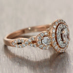 14k Rose Gold 1.75ctw Oval Diamond Halo Ring