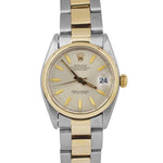 PAPERS Rolex DateJust 31mm Midsize SILVER Steel 18K Gold Watch Oyster 6827 BOX