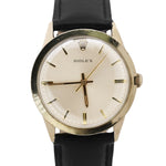 VINTAGE Rolex 7002 35mm 14K Yellow Gold Filled Silver Leather Presentation Watch