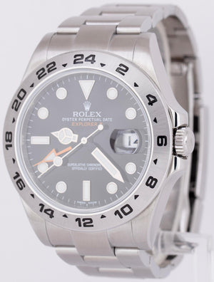 2021 NEW PAPERS Rolex Explorer II Black 42mm Steel Orange GMT Watch 216570 BOX