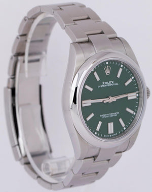 2022 NEW PAPERS Rolex Oyster Perpetual 41mm GREEN Stainless Watch 124300 BOX