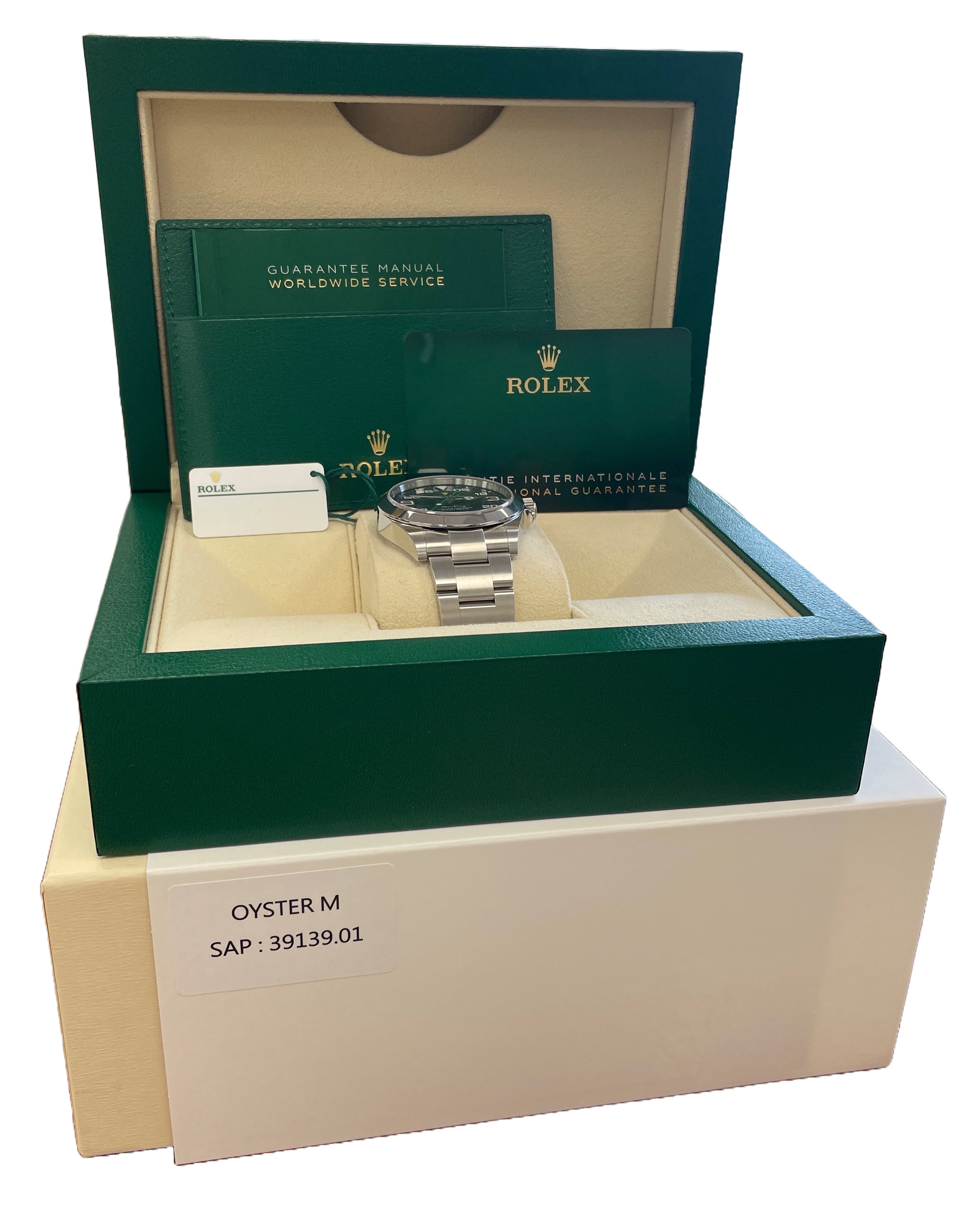 NEW 2022 PAPERS Rolex Air-King 40mm Green Black Steel Arabic Watch 126900 BOX