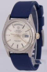 MINT VINTAGE 1966 Rolex Day-Date 36mm SILVER PIE-PAN 18K White Gold Watch 1803