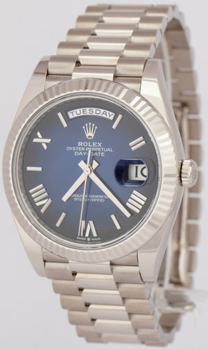 NEW 2024 PAPERS Rolex Day-Date President 40mm BLUE OMBRE White Gold 228239 BOX