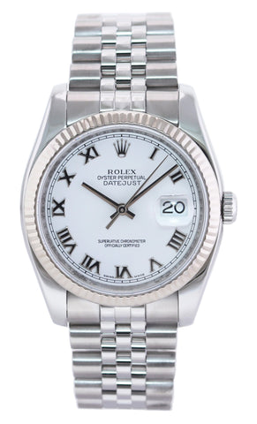 MINT 2014 Rolex DateJust Steel White Roman 116234 36mm Super Jubilee Watch Box