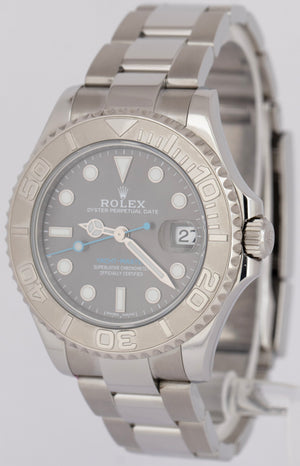 MINT 2023 Rolex Yacht-Master Midsize Stainless Steel RHODIUM Blue 37mm 268622