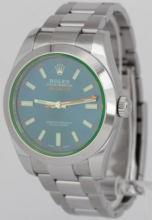 2022 NEW PAPERS Rolex Milgauss Z-Blue Green 40mm 116400 GV Stainless Watch BOX