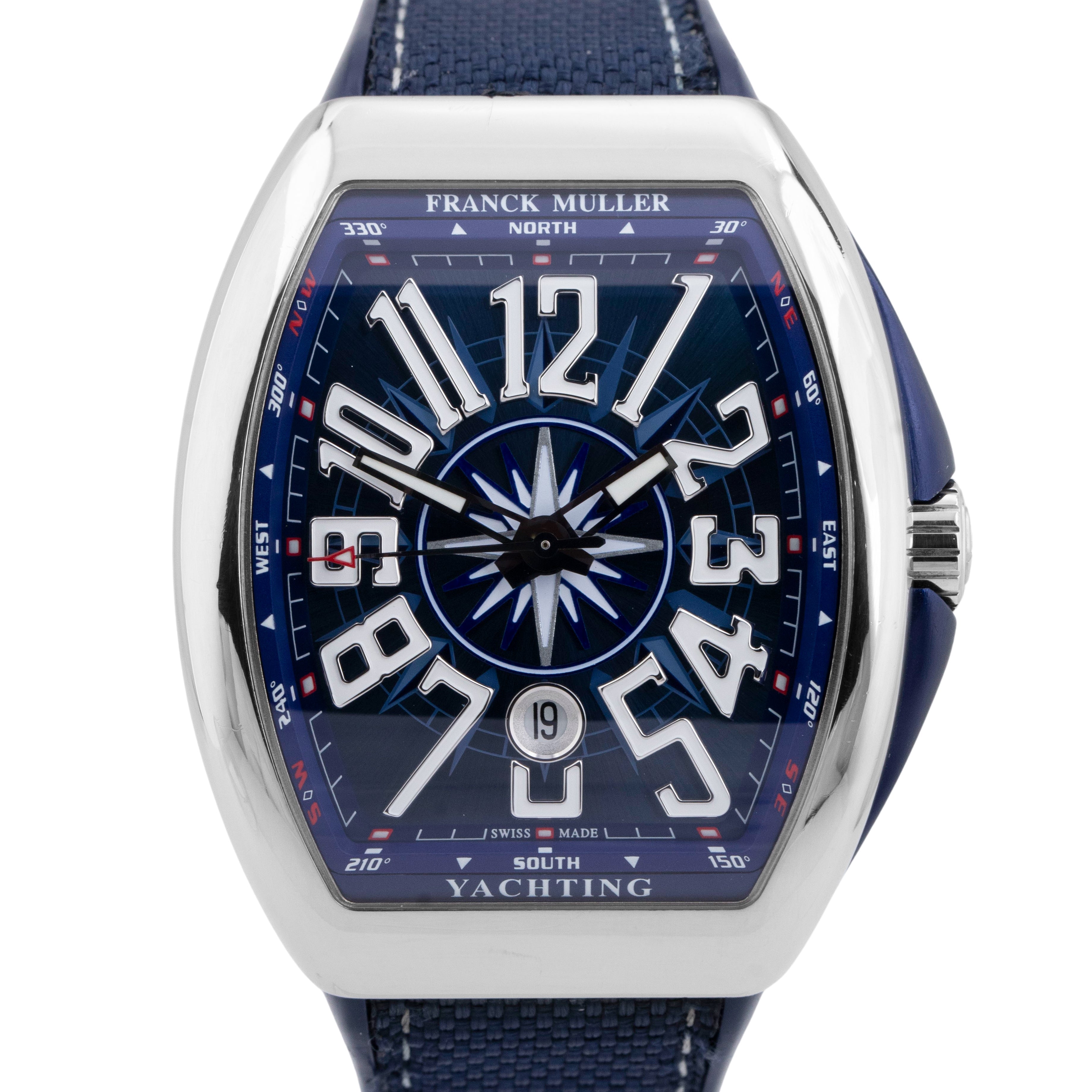 PAPERS Franck Muller Vanguard YACHTING 44mm Steel Blue Date Watch V 45 SC DT BOX