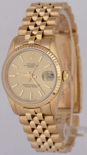 MINT Rolex DateJust President 31mm Champagne 18K Yellow Gold Fluted 68278 Watch