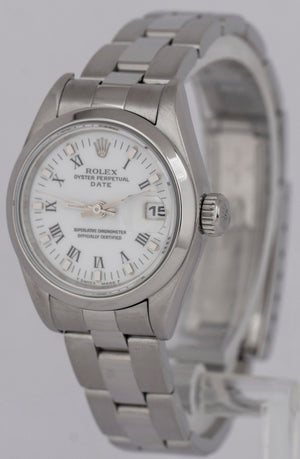 MINT Ladies Rolex Date 26mm White Stainless Steel Oyster Automatic Watch 69160