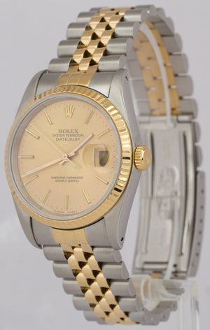 MINT Rolex DateJust 36mm CHAMPAGNE 18K Yellow Gold Stainless JUBILEE Watch 16233