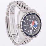 VINTAGE 1970's Heuer Autavia Skipper Chronograph Black 11063V 42mm Steel Watch