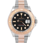 MINT Rolex Yacht-Master Black 40mm 18K Rose Gold Stainless Steel Watch 116621