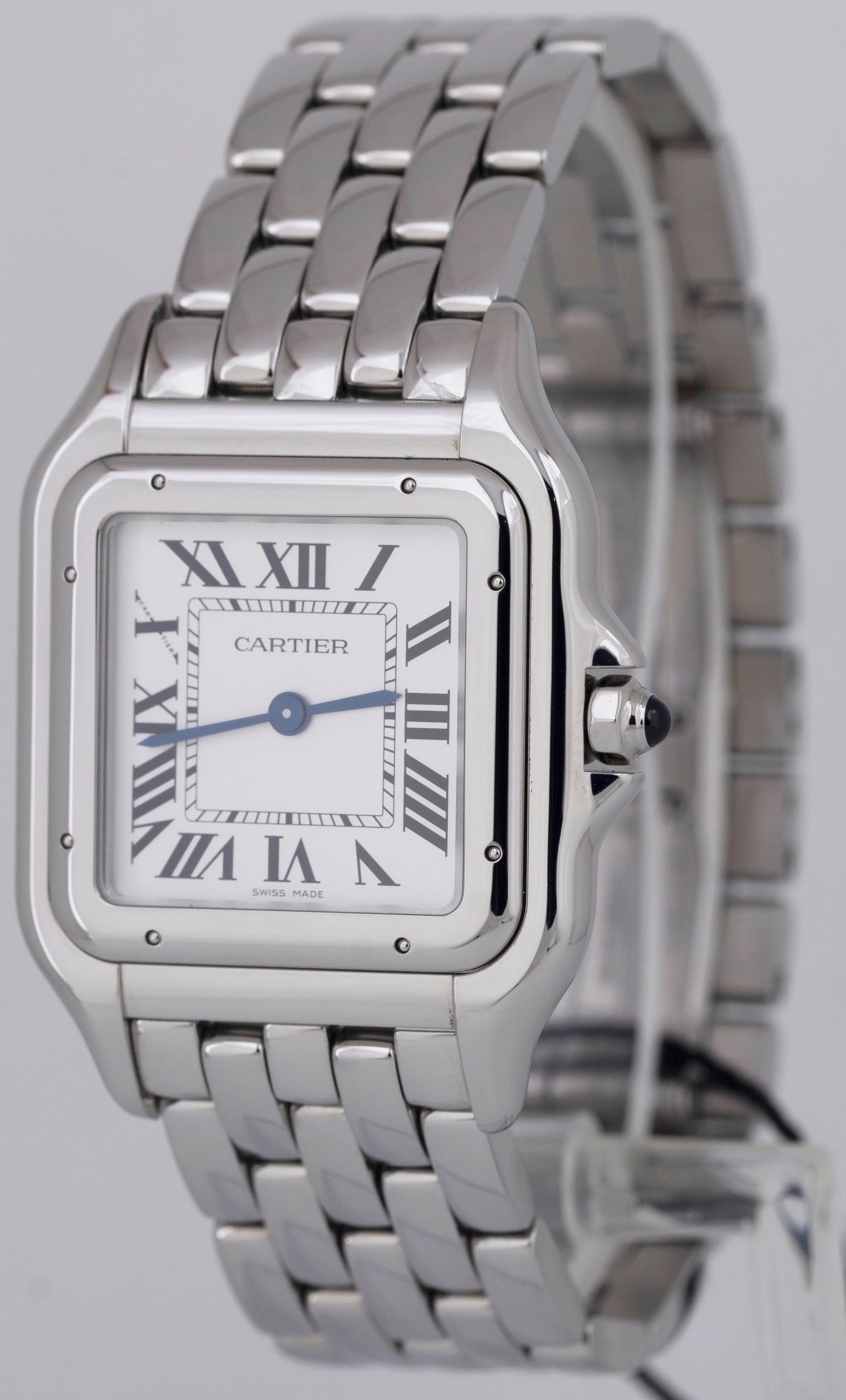 NEW PAPERS Cartier Panthere Large Steel White Roman 31mm Watch 4575 WSPN0011 BOX