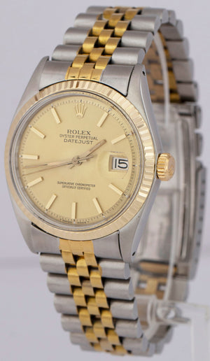 Rolex DateJust 36mm Champagne 18K Gold Two-Tone Stainless Steel Watch 16013