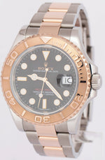 MINT Rolex Yacht-Master Black 40mm 18K Rose Gold Stainless Steel Watch 116621