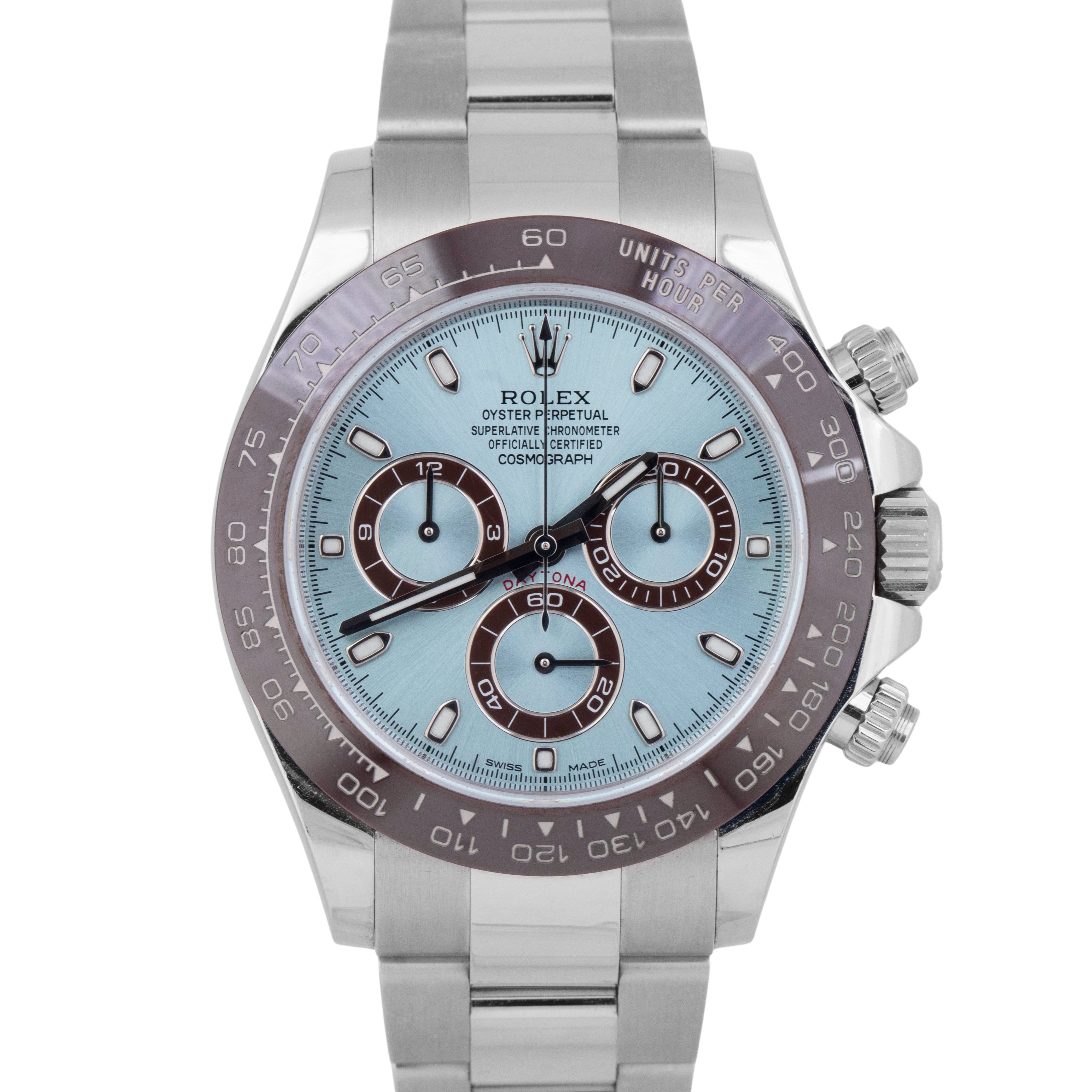 UNPOLISHED 2019 Rolex Daytona GLACIER ICE BLUE 40mm 950 Platinum 116506 BOX