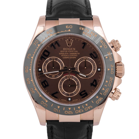 MINT PAPERS Rolex Daytona Chocolate Arabic 18K Rose Gold Ceramic 116515 40mm BOX