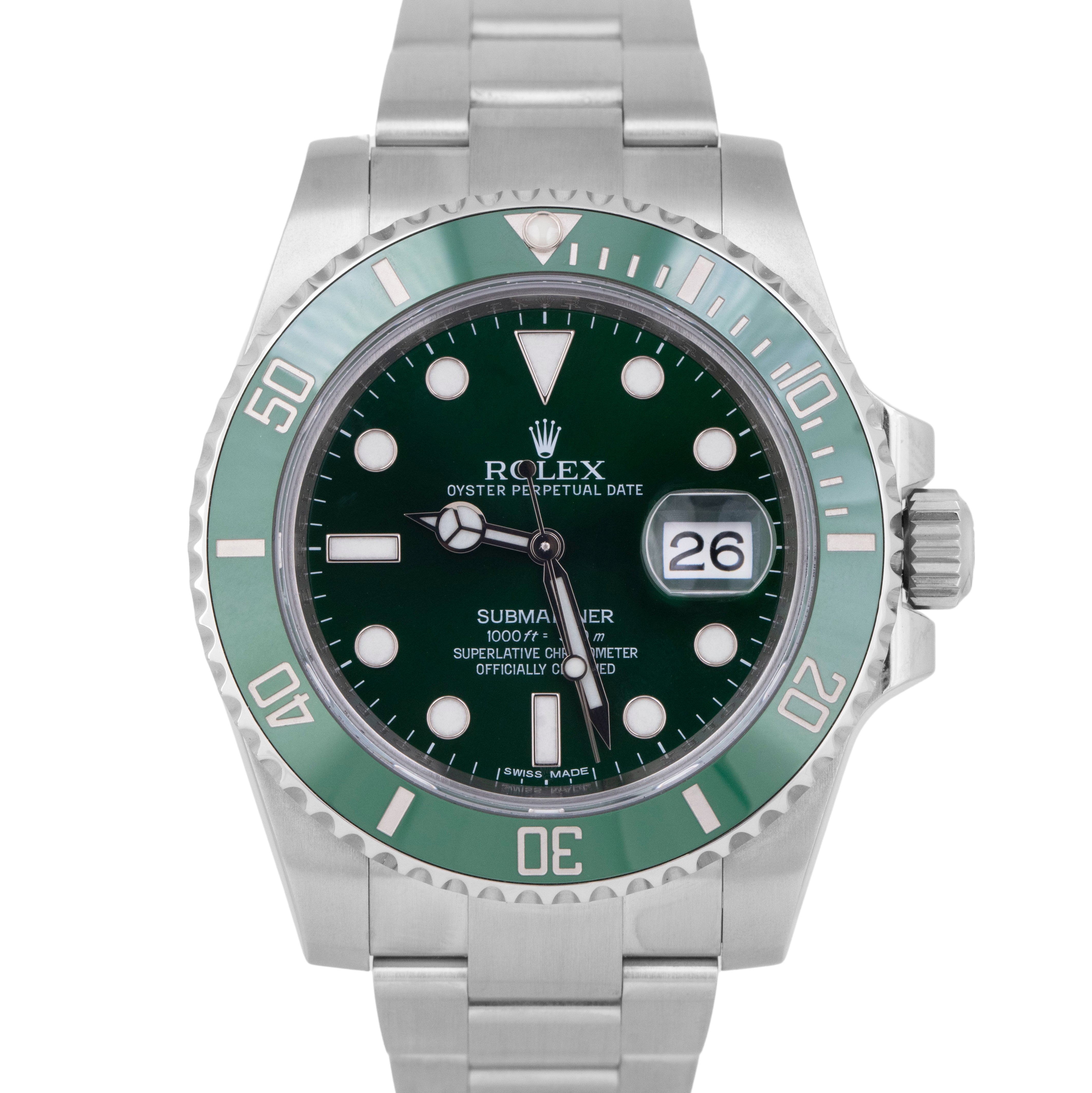 MINT PAPERS Rolex Submariner Date HULK Green Ceramic Watch 40mm 116610 LV BOX