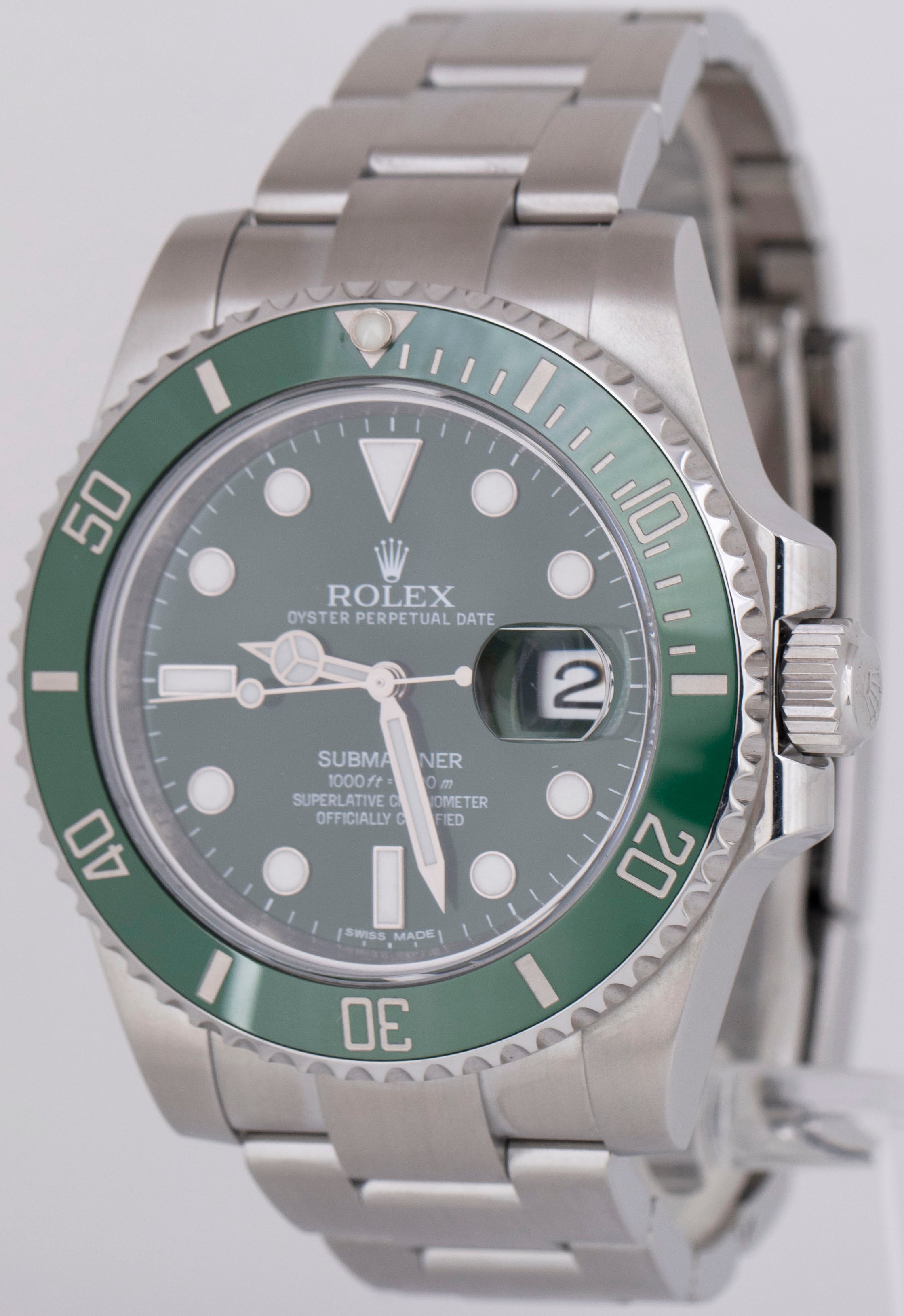 MINT PAPERS Rolex Submariner Date HULK Green Ceramic Watch 40mm 116610 LV BOX