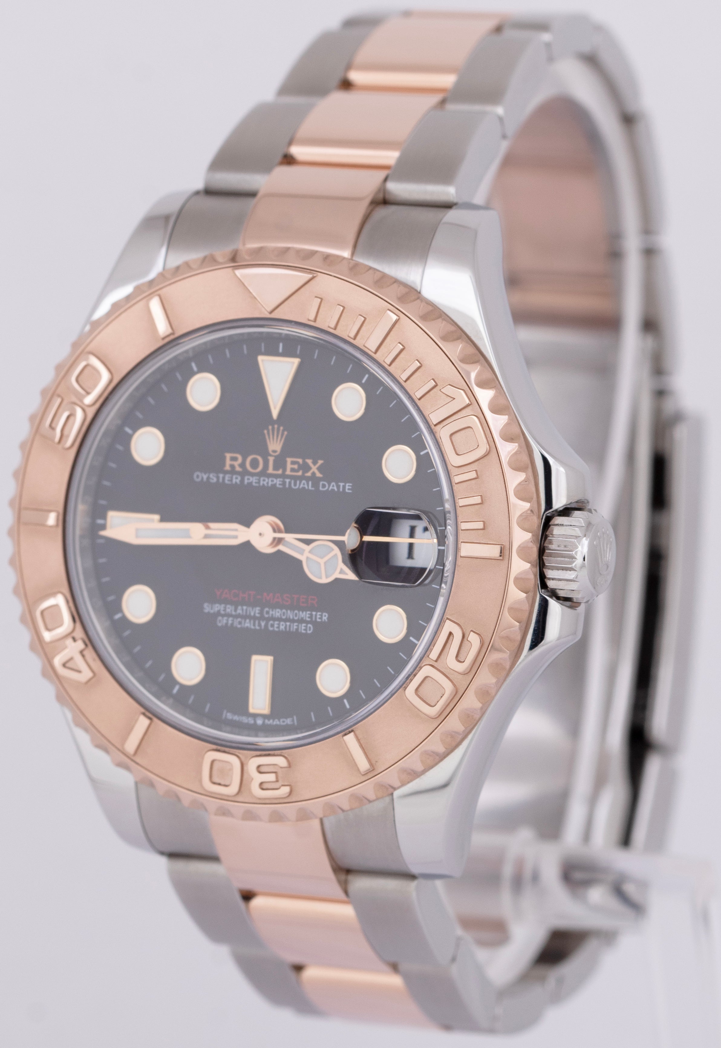 2024 NEW PAPERS Rolex Yacht-Master 37mm Steel Rose Gold BLACK Watch 268621 BOX