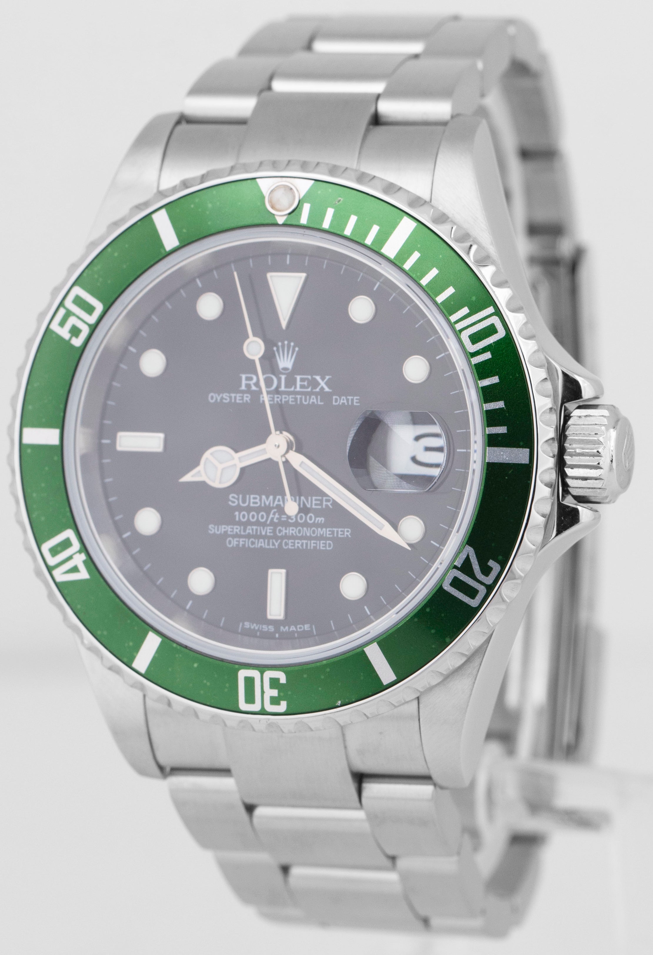 PAPERS Rolex Submariner Date 40mm KERMIT Green Stainless Steel 16610 LV BOX