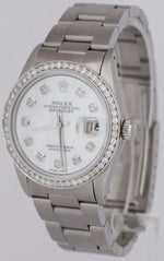 MINT Rolex DateJust 36mm DIAMOND Stainless Automatic MOP Oyster Watch 16030