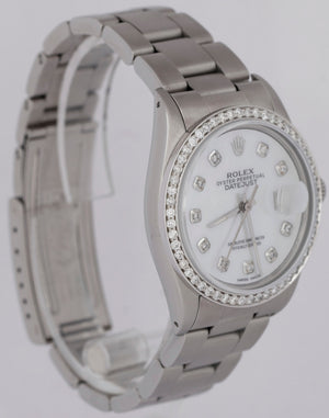 MINT Rolex DateJust 36mm DIAMOND Stainless Automatic MOP Oyster Watch 16030