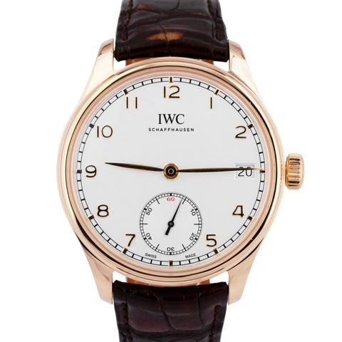 MINT IWC Portugieser 18K Rose Gold White Arabic IW510204 Manual 43mm Watch