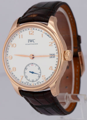 MINT IWC Portugieser 18K Rose Gold White Arabic IW510204 Manual 43mm Watch