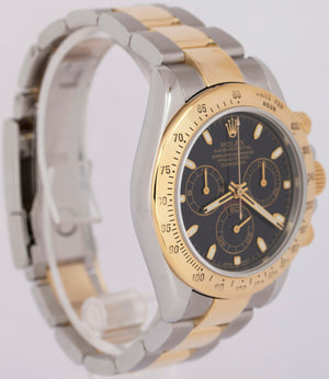 Rolex Daytona Cosmograph 40mm Black Two-Tone 18K Yellow Gold Steel Watch 116523