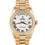 Rolex Day-Date President White Roman 36mm 18K Yellow Gold Fluted Watch 18038 BOX