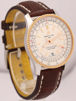 Breitling Navitimer 1 IVORY Two Tone 18k Rose Gold Steel 41mm U17326 Watch BOX