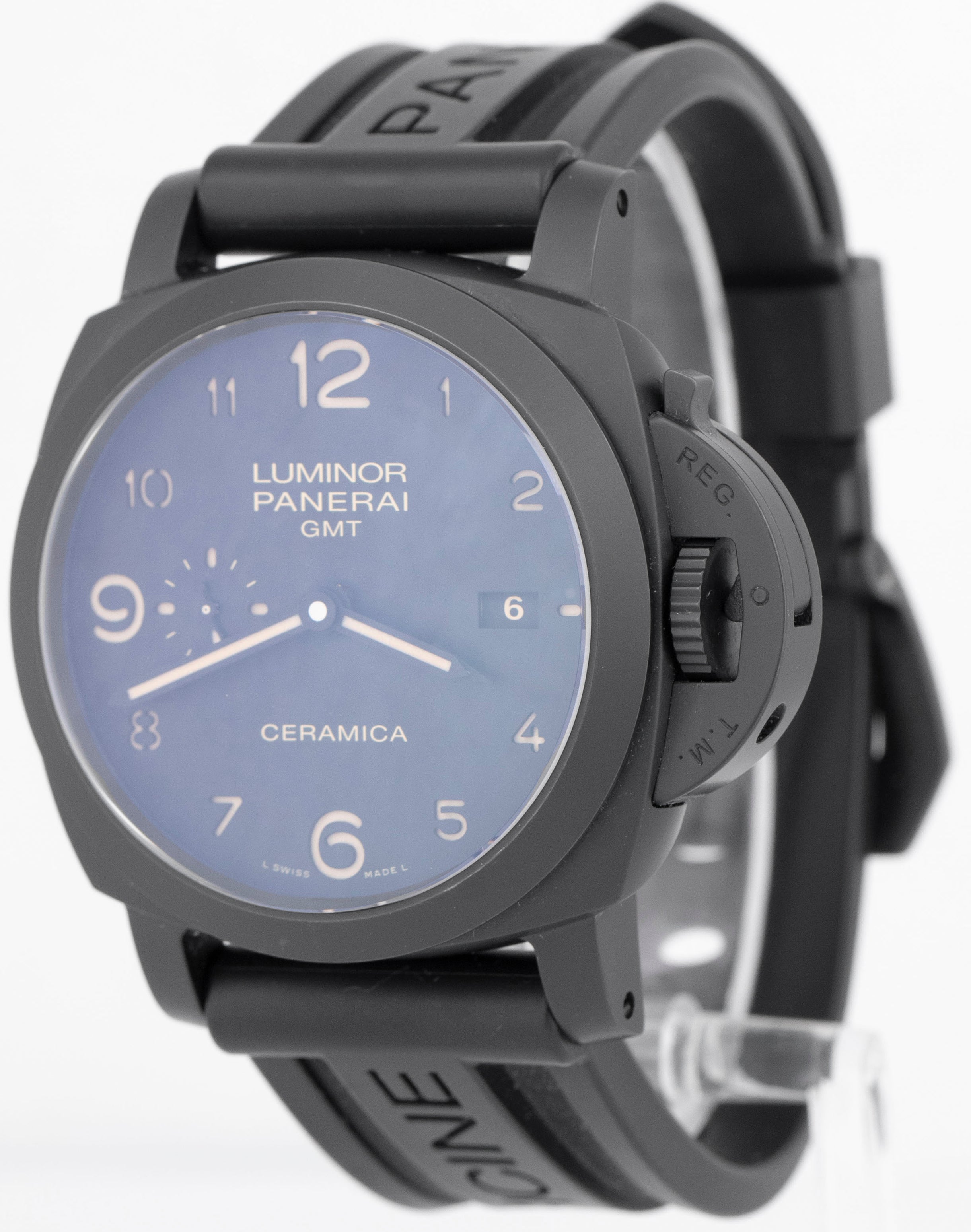 Panerai Luminor Ceramica 1950 3 Days GMT Black Rubber 44mm Date PAM00441 Watch