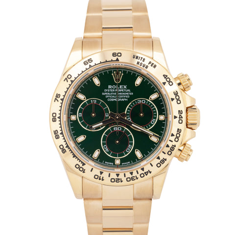 MINT PAPERS Rolex Daytona GREEN JOHN MAYER DIAL 40mm 18K Gold Watch 116508 BOX