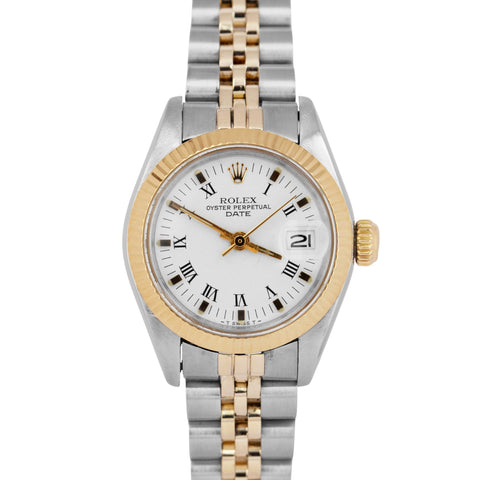 Ladies Rolex Date 26mm Two-Tone Yellow Gold Steel Jubilee Automatic Watch 69160