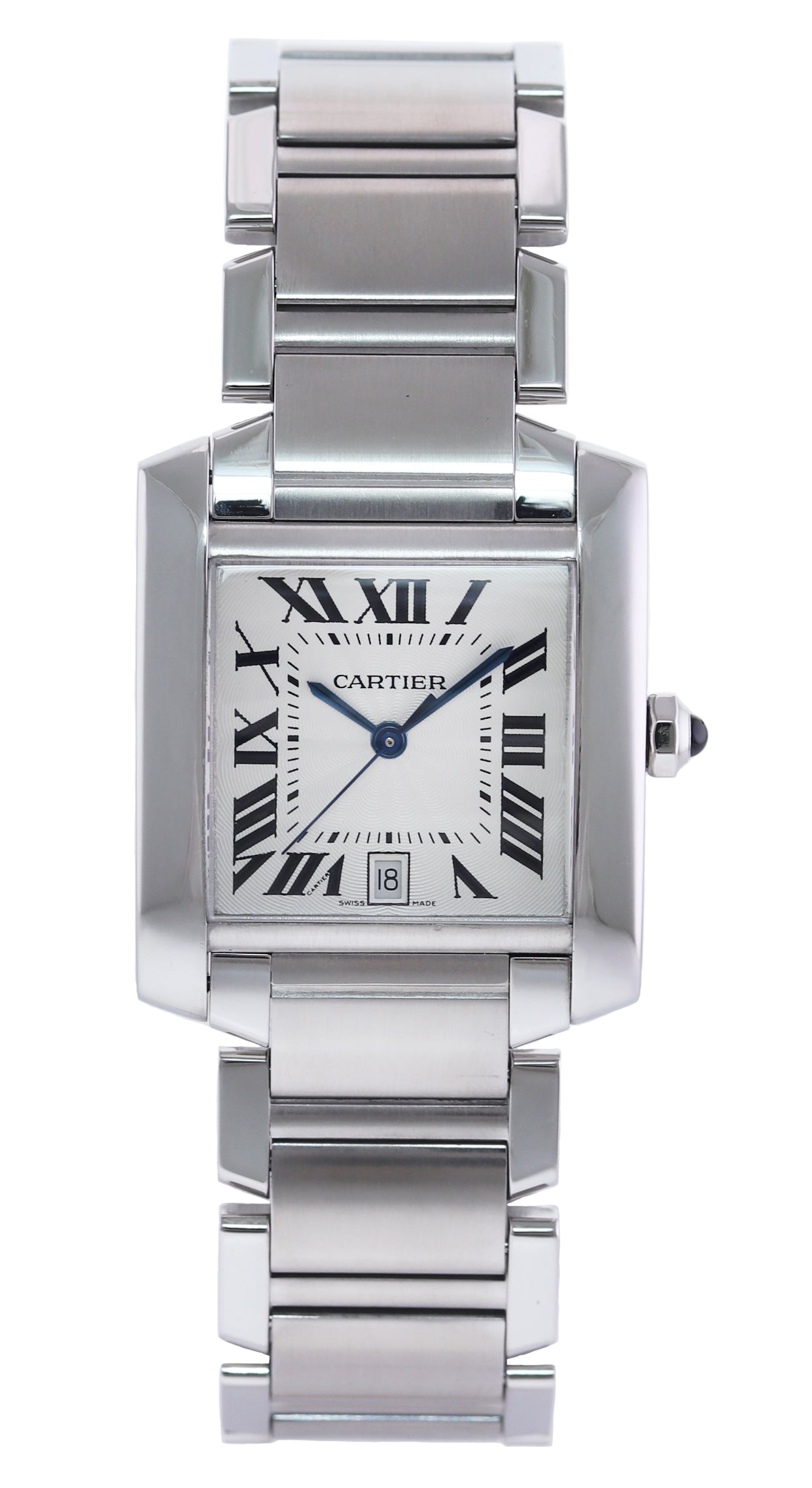 MINT Cartier Tank Francaise 2302 Large Size Stainless Steel White Roman Automatic Watch Box