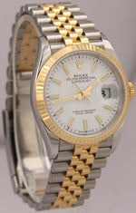 MINT PAPERS Rolex DateJust 36mm WHITE 18K Yellow Gold Steel JUBILEE 126233 BOX