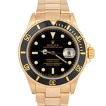 MINT Rolex Submariner 18K Yellow Gold REHAUT Black 40mm Date Watch 16618 Watch