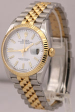 MINT PAPERS Rolex DateJust 36mm WHITE 18K Yellow Gold Steel JUBILEE 126233 BOX