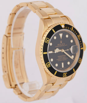 MINT Rolex Submariner 18K Yellow Gold REHAUT Black 40mm Date Watch 16618 Watch