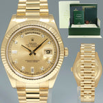 MINT Rolex Day Date II President Yellow Gold Diamond 41mm 218238 Watch Box