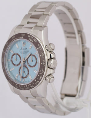 NEW 2024 PAPERS Rolex Daytona GLACIER BLUE BAGUETTE 40mm Platinum 126506 BOX