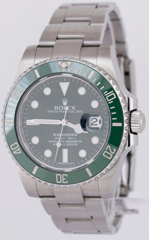 MINT PAPERS Rolex Submariner Date Hulk Green Ceramic Steel Watch 116610 LV BOX