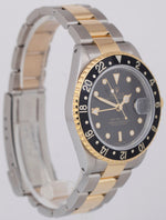 PAPERS Rolex GMT-Master II Black Two-Tone 18K Yellow Gold 40mm Watch 16713 BOX