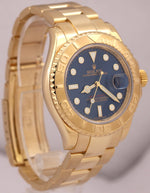 MINT Rolex Yacht-Master BLUE 18K Yellow Gold REHAUT 40mm NO-HOLES 16628 Watch