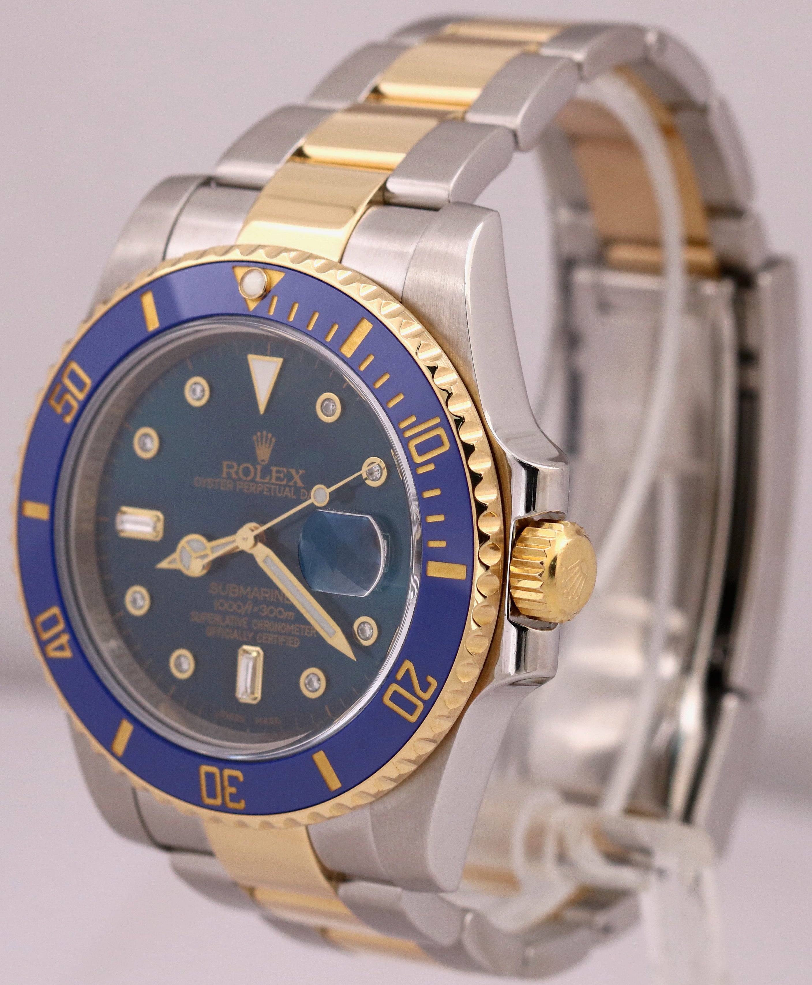 MINT Rolex Submariner Date BLUE DIAMOND 40mm Two-Tone Stainless 18K Gold 116613