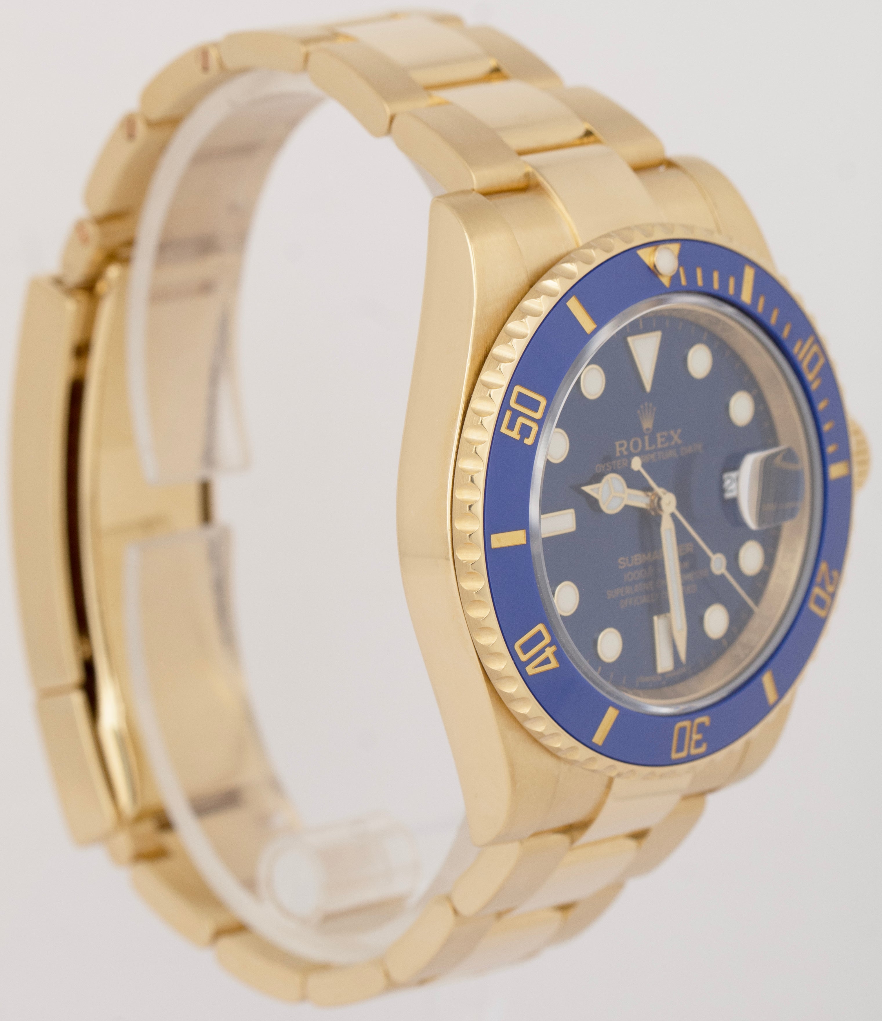 MINT PAPERS Rolex Submariner Date 40mm Ceramic Yellow Gold Blue 116618 LB BOX