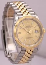 MINT Rolex DateJust 36 CHAMPAGNE 18K Gold Steel JUBILEE Fluted 36mm 126233 Watch